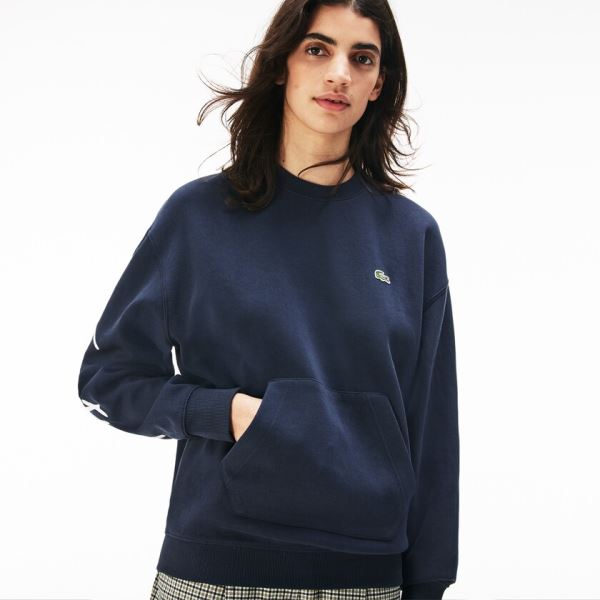 Lacoste LIVE Crew Neck Embroidered Fleece Sweatshirt Pánské - Mikiny Blankyt / Bílé | CZ-wAogB3